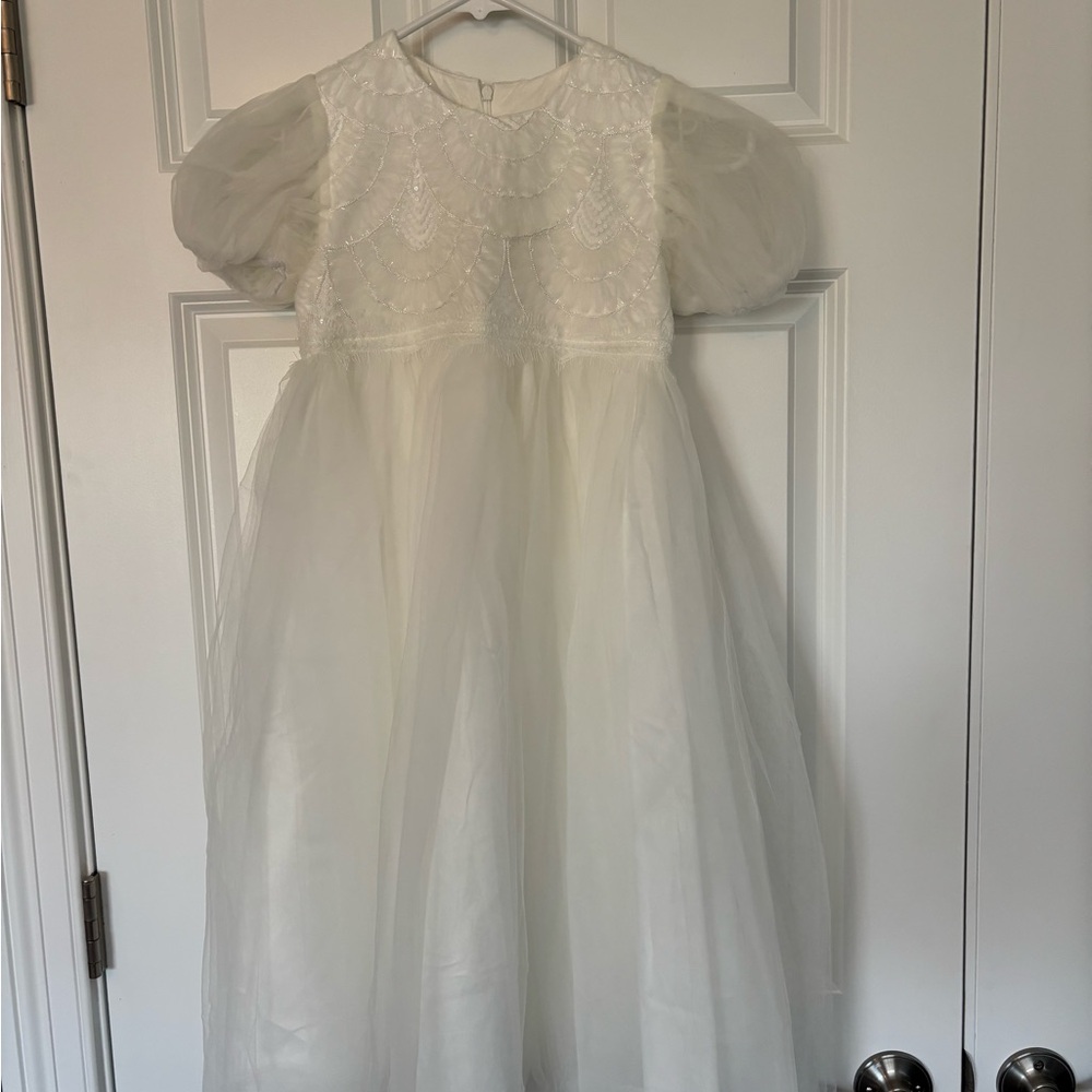 Trish Scully Eggshell Tulle Formal Dress for Girls with Beaded Bodice